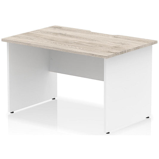 Impulse 1200mm Two-Tone Scalloped Edge Rectangular Desk, White Panel End Legs, Grey Oak Easy2Order : TT000289
