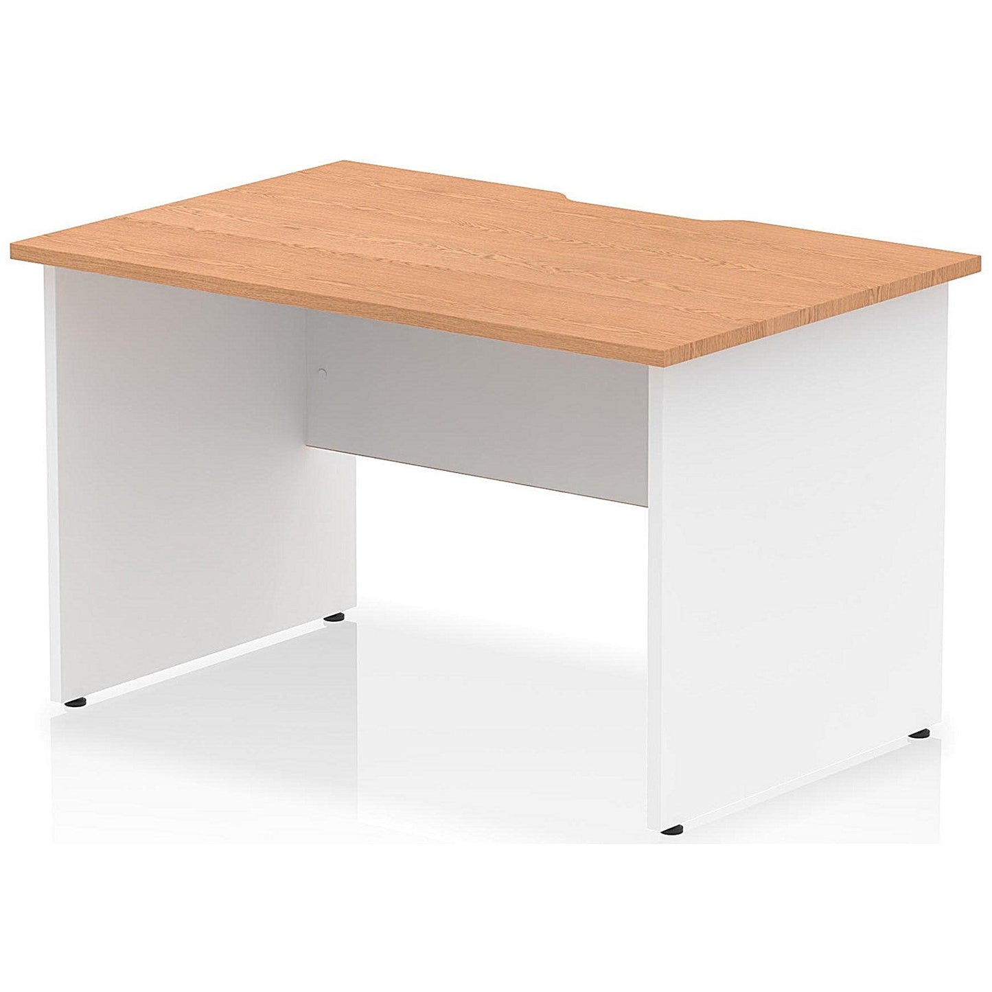 Impulse 1200mm Two-Tone Scalloped Edge Rectangular Desk, White Panel End Legs, Oak Easy2Order : TT000291