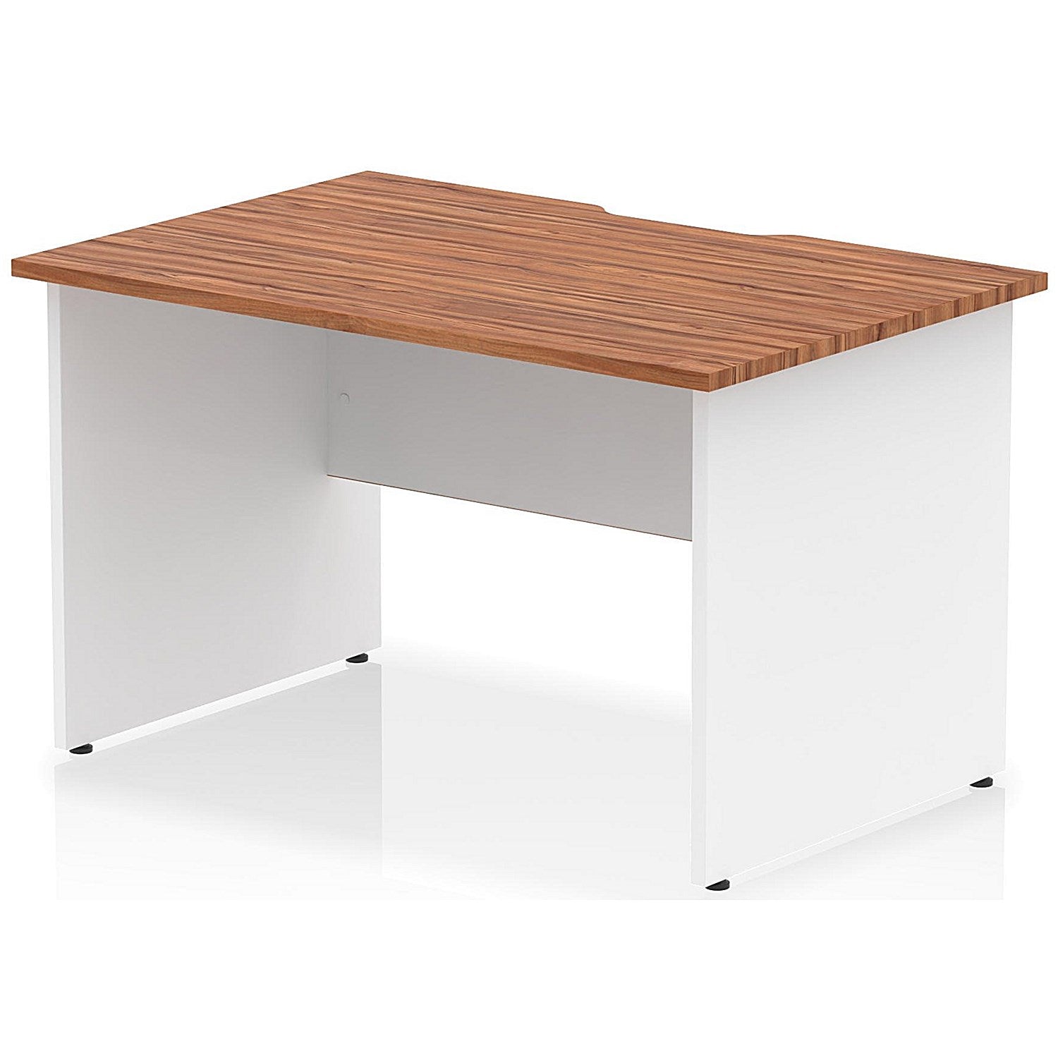 Impulse 1200mm Two-Tone Scalloped Edge Rectangular Desk, White Panel End Legs, Walnut Easy2Order : TT000292