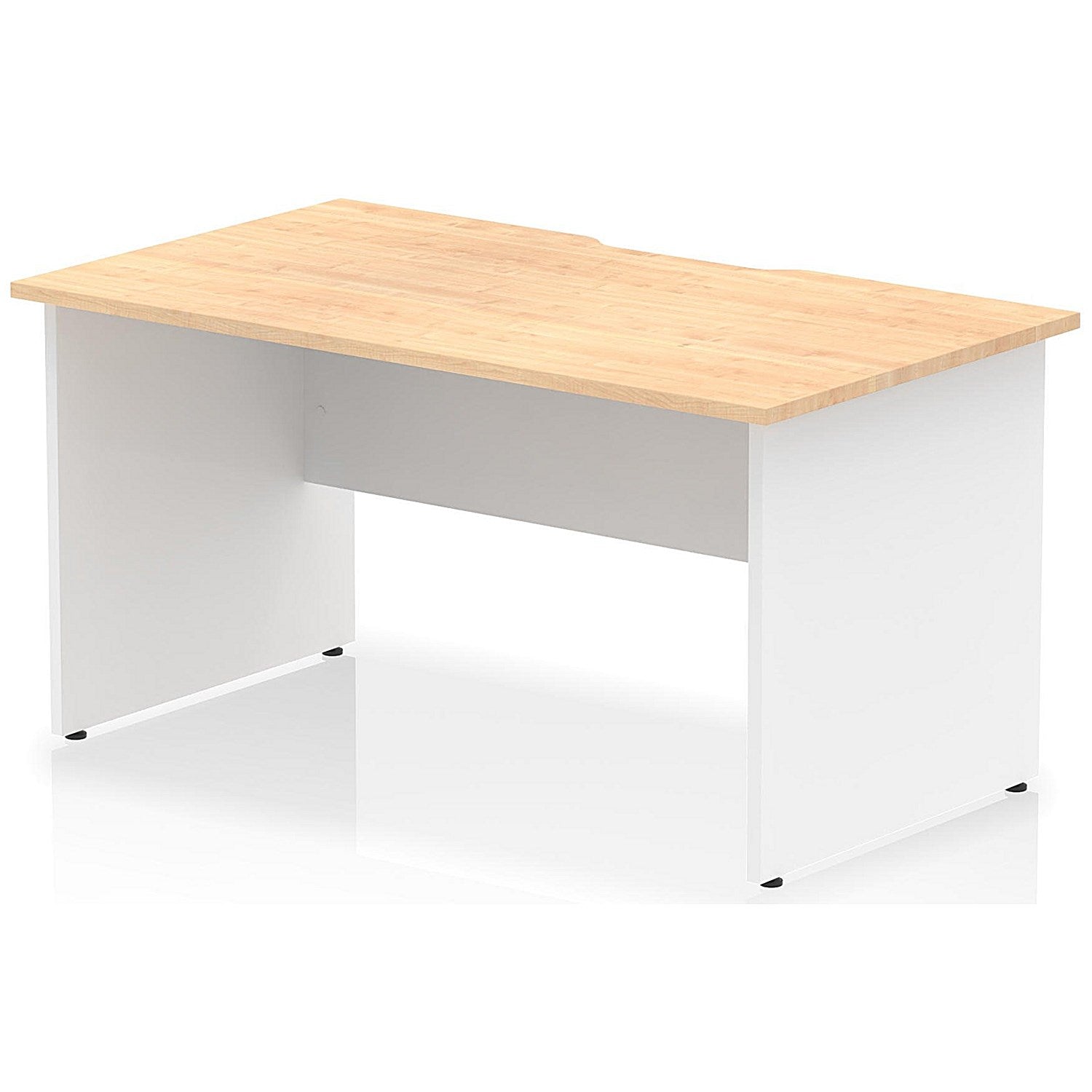 Impulse 1400mm Two-Tone Scalloped Edge Rectangular Desk, White Panel End Legs, Maple Easy2Order : TT000295