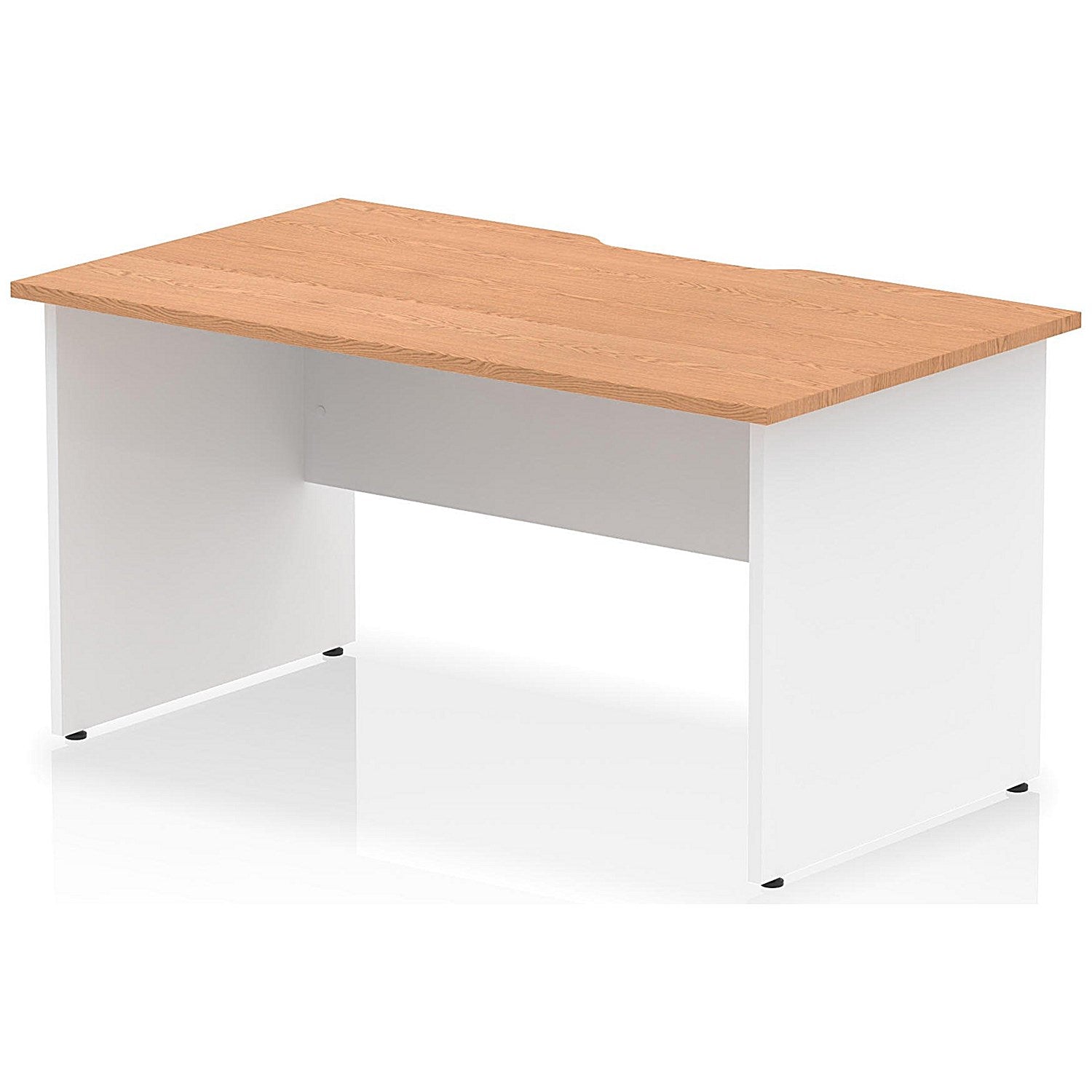 Impulse 1400mm Two-Tone Scalloped Edge Rectangular Desk, White Panel End Legs, Oak Easy2Order : TT000296