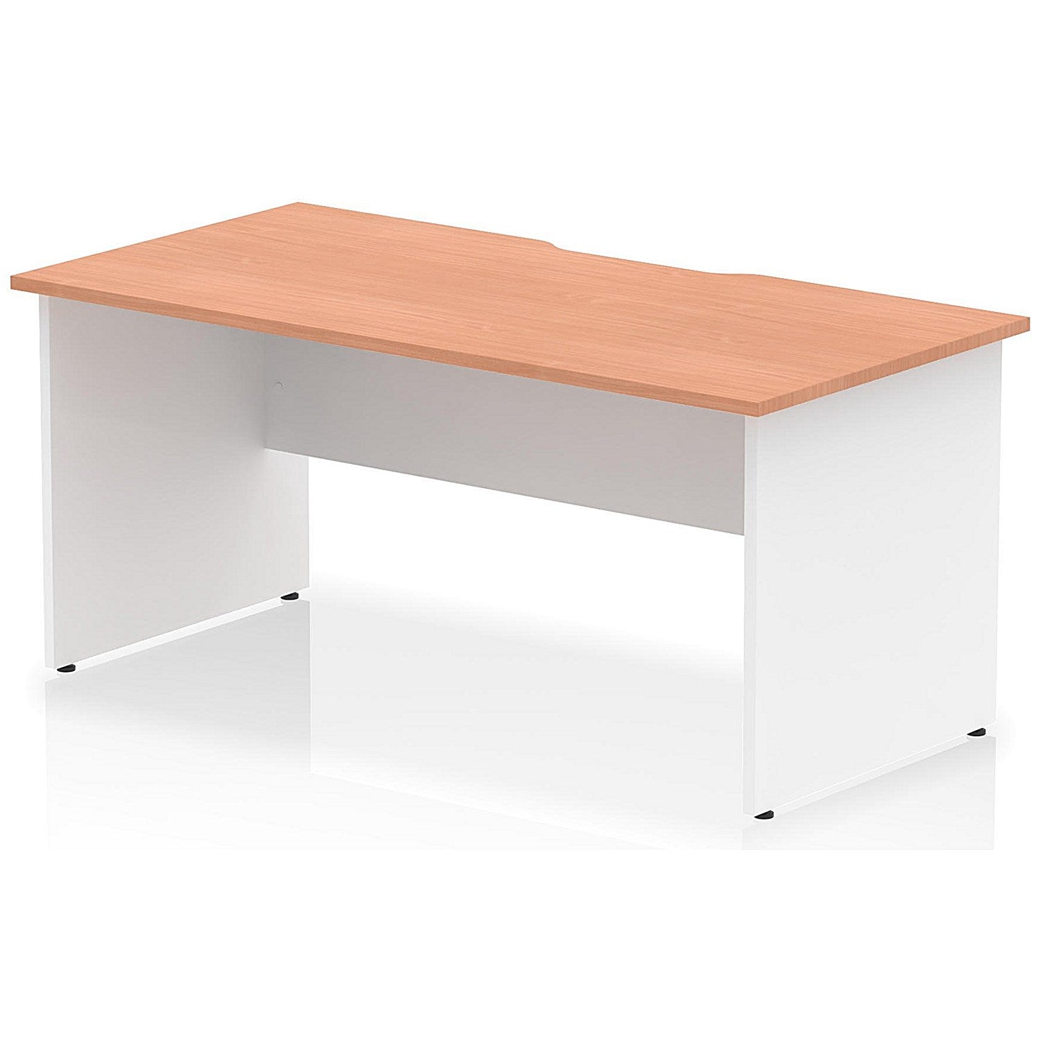 Impulse 1600mm Two-Tone Scalloped Edge Rectangular Desk, White Panel End Legs, Beech Easy2Order : TT000298