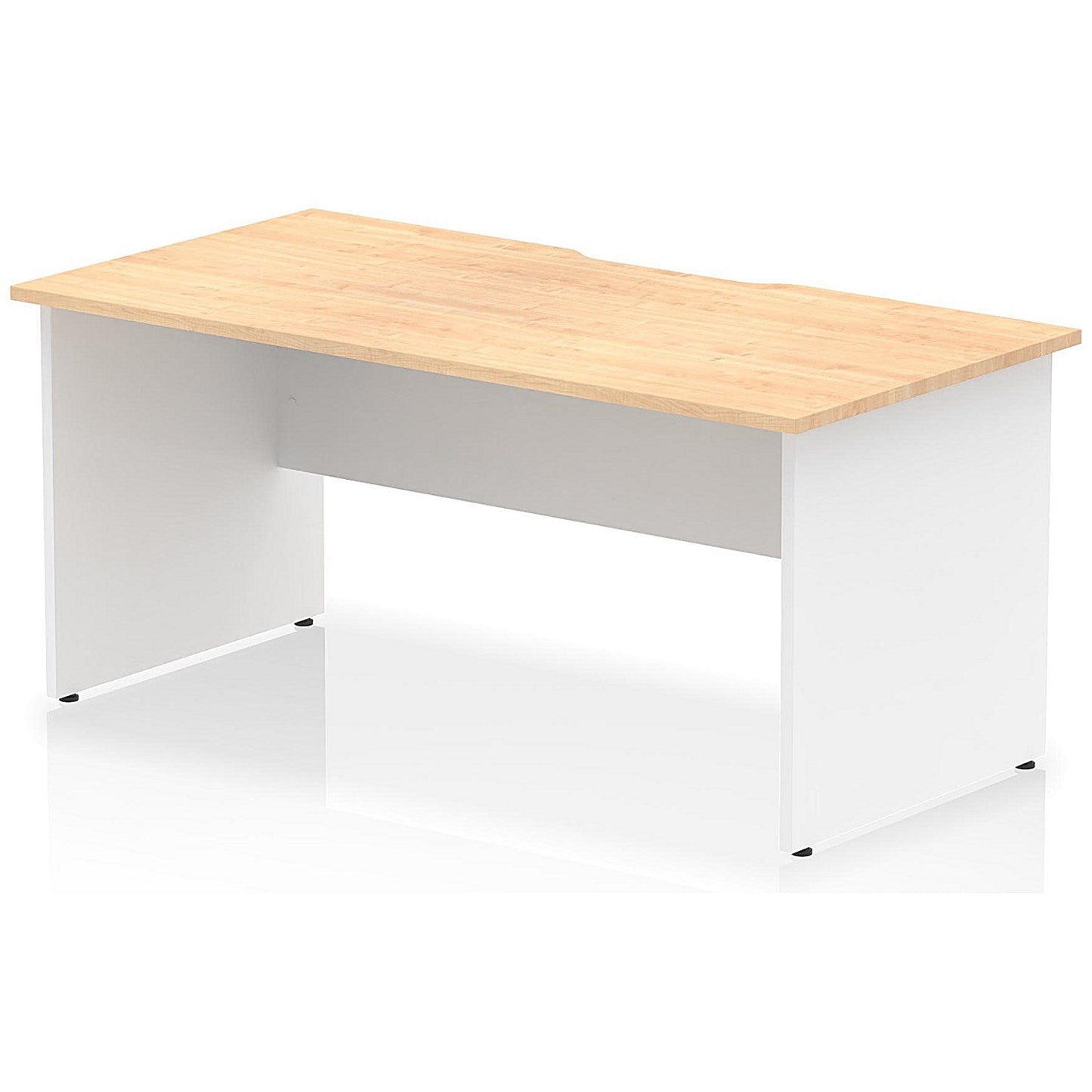 Impulse 1600mm Two-Tone Scalloped Edge Rectangular Desk, White Panel End Legs, Maple Easy2Order : TT000300