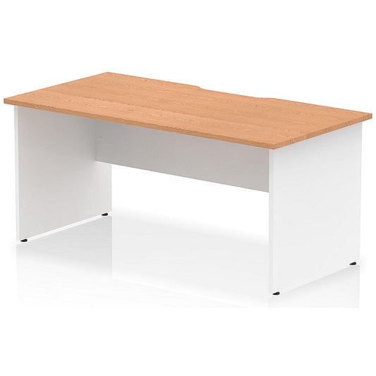 Impulse 1600mm Two-Tone Scalloped Edge Rectangular Desk, White Panel End Legs, Oak Easy2Order : TT000301