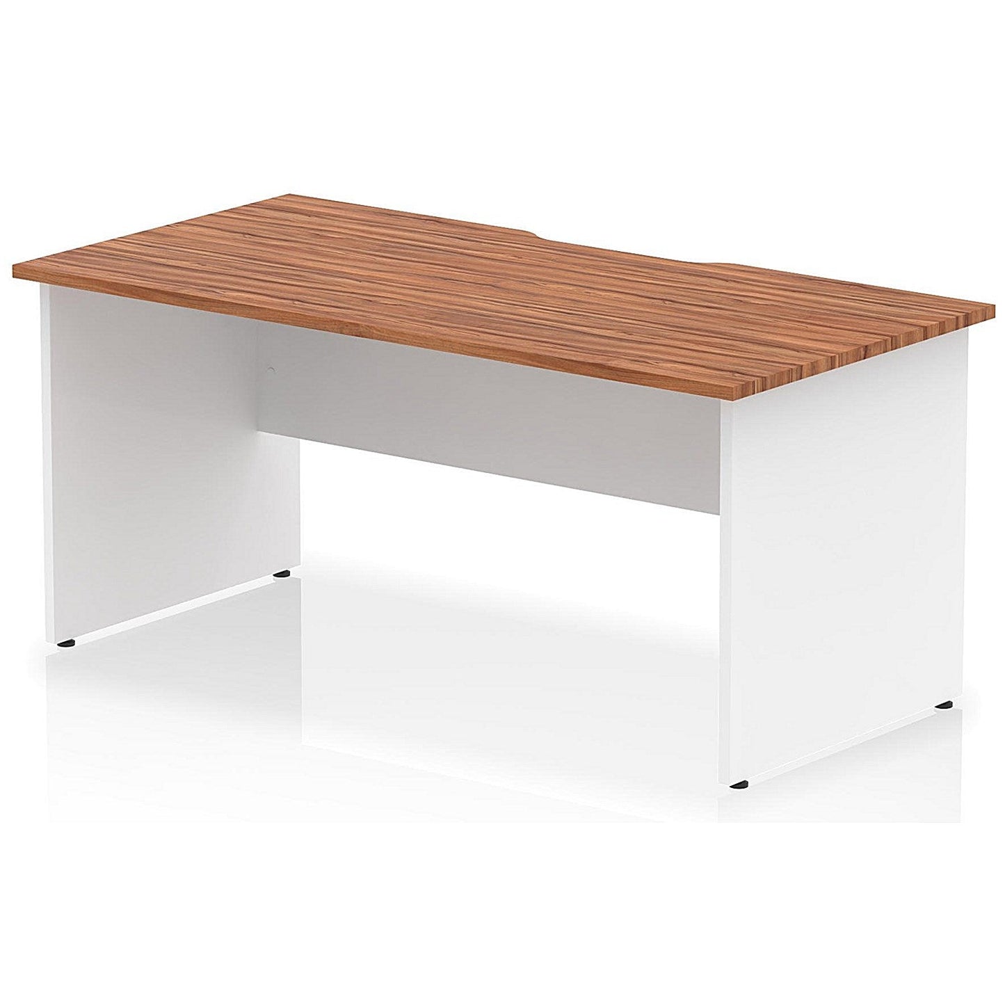 Impulse 1600mm Two-Tone Scalloped Edge Rectangular Desk, White Panel End Legs, Walnut Easy2Order : TT000302