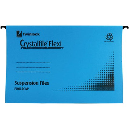 Rexel Crystalfile Flexi Manilla Suspension Files, V Base, Foolscap, Blue, Pack of 50