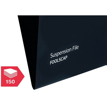 Rexel Crystalfile Extra Manilla Suspension Files, V Base, Foolscap, Black, Pack of 25