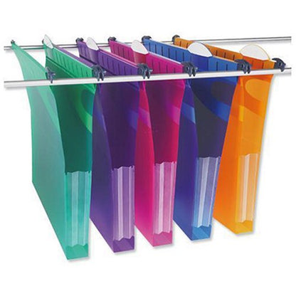 Rexel Multifile Extra Polypropylene Suspension Files, Square Base, Foolscap, Assorted, Pack of 10