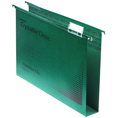 Rexel Crystalfile Extra Polypropylene Lateral Suspension Files, Plastic, 275mm Width, 30mm Square Base, Green, Pack of 25