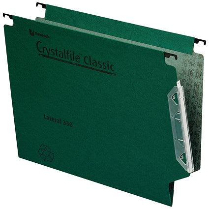 Rexel Crystalfile Classic Manilla Lateral Suspension Files, 330mm Width, 15mm V Base, Green, Pack of 50