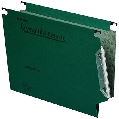 Rexel Crystalfile Classic Manilla Lateral Suspension Files, 330mm Width, 15mm V Base, Green, Pack of 50