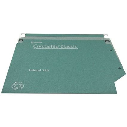 Rexel Crystalfile Classic Manilla Lateral Suspension Files, 330mm Width, 50mm Square Base, Green, Pack of 25
