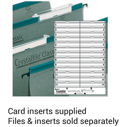 Rexel Cyrstalfile Classic Linked Suspension File Card Inserts, White, Pack of 50