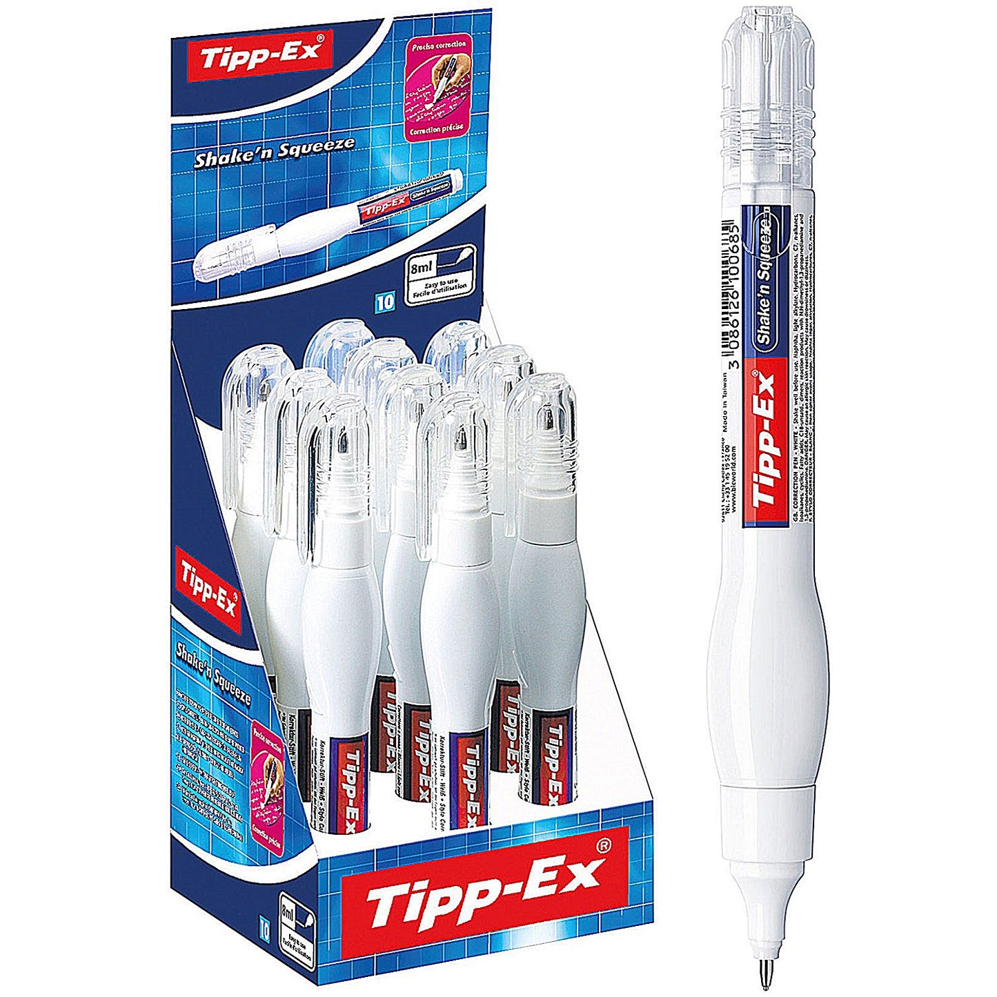 Tipp-Ex 'Shake n Squeeze' Correction Fluid Pen, Fine Point, Pack of 10