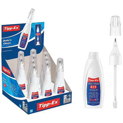 Tippex Shake and Choose Correction Fluid, 15ml, Pack of 10