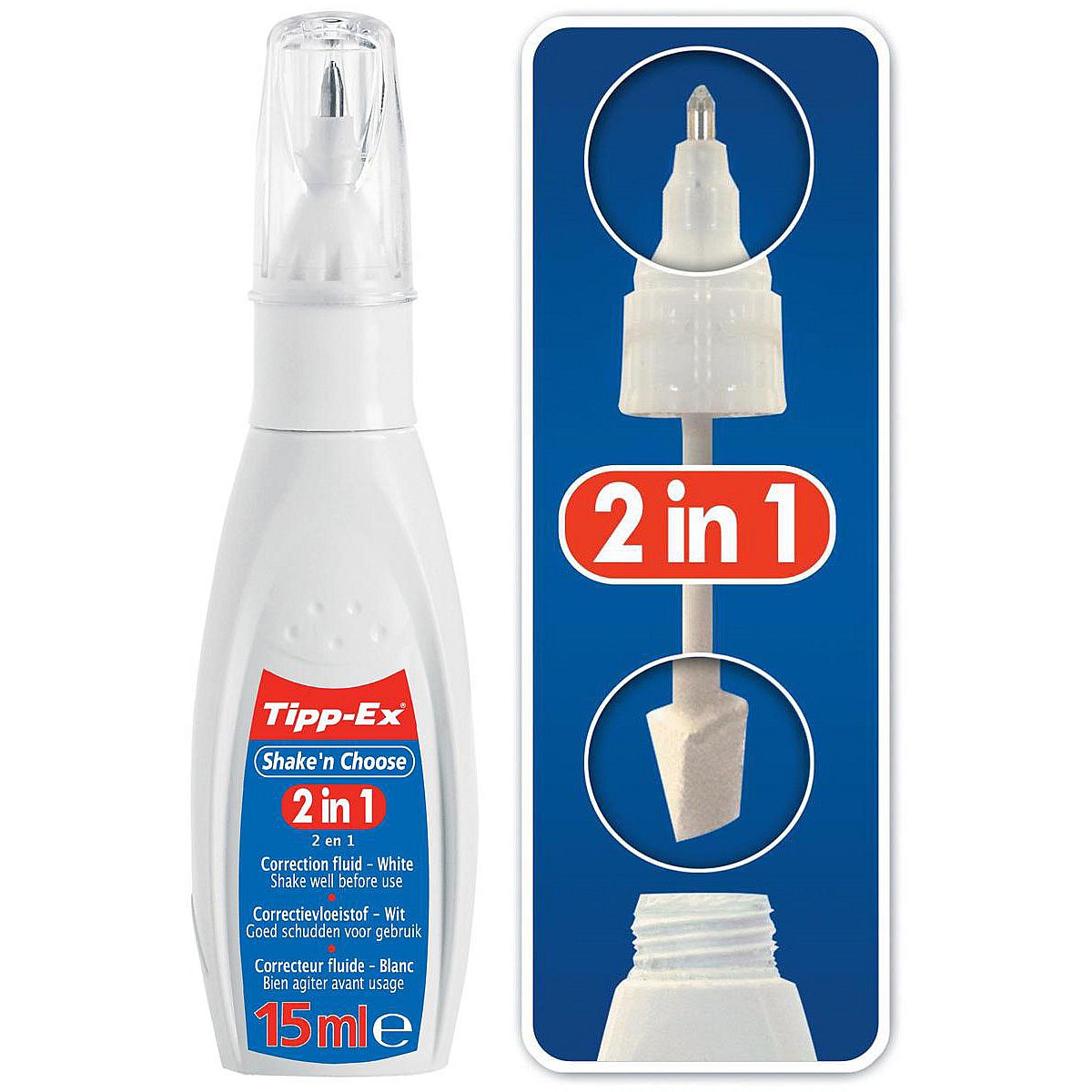Tippex Shake and Choose Correction Fluid, 15ml, Pack of 10