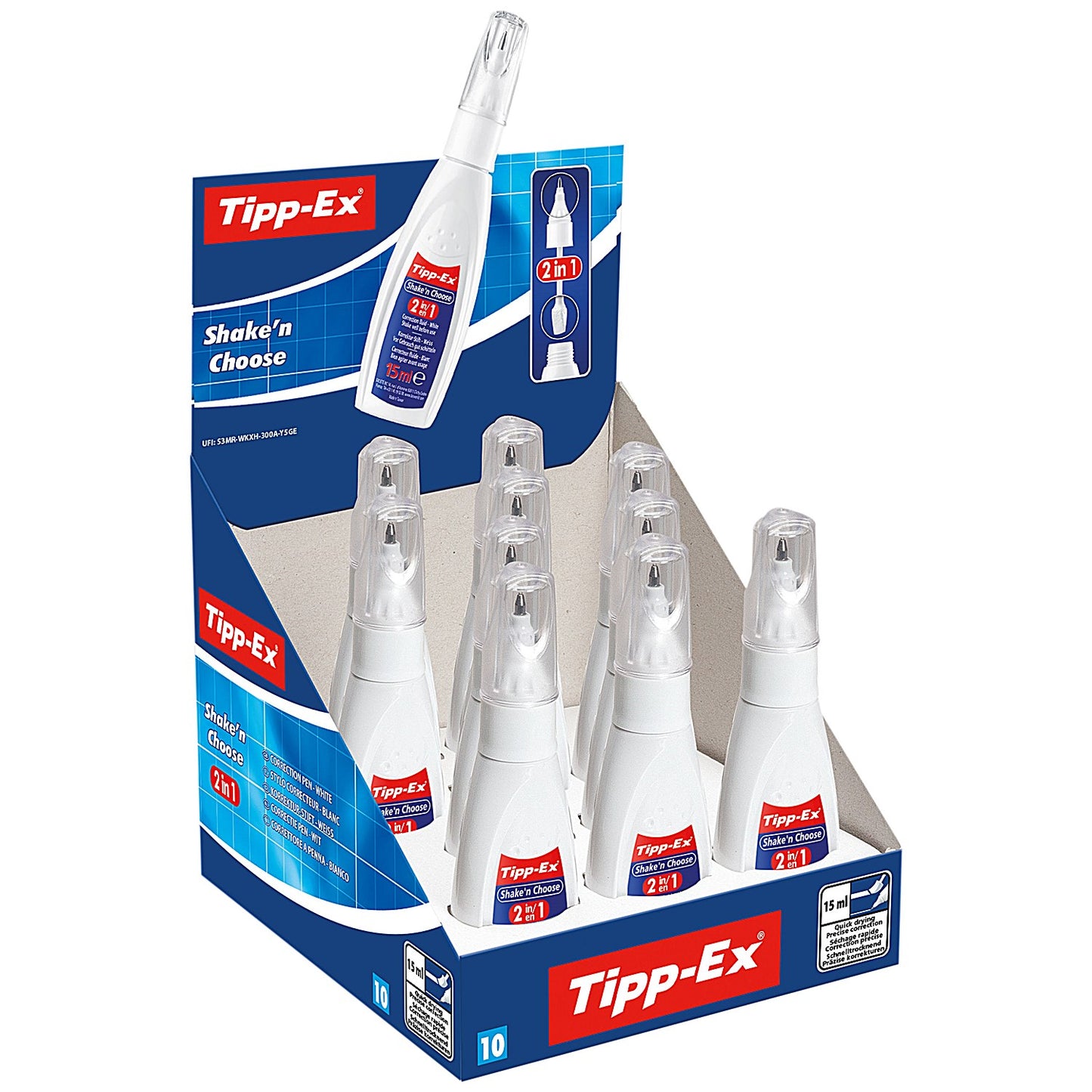 Tippex Shake and Choose Correction Fluid, 15ml, Pack of 10