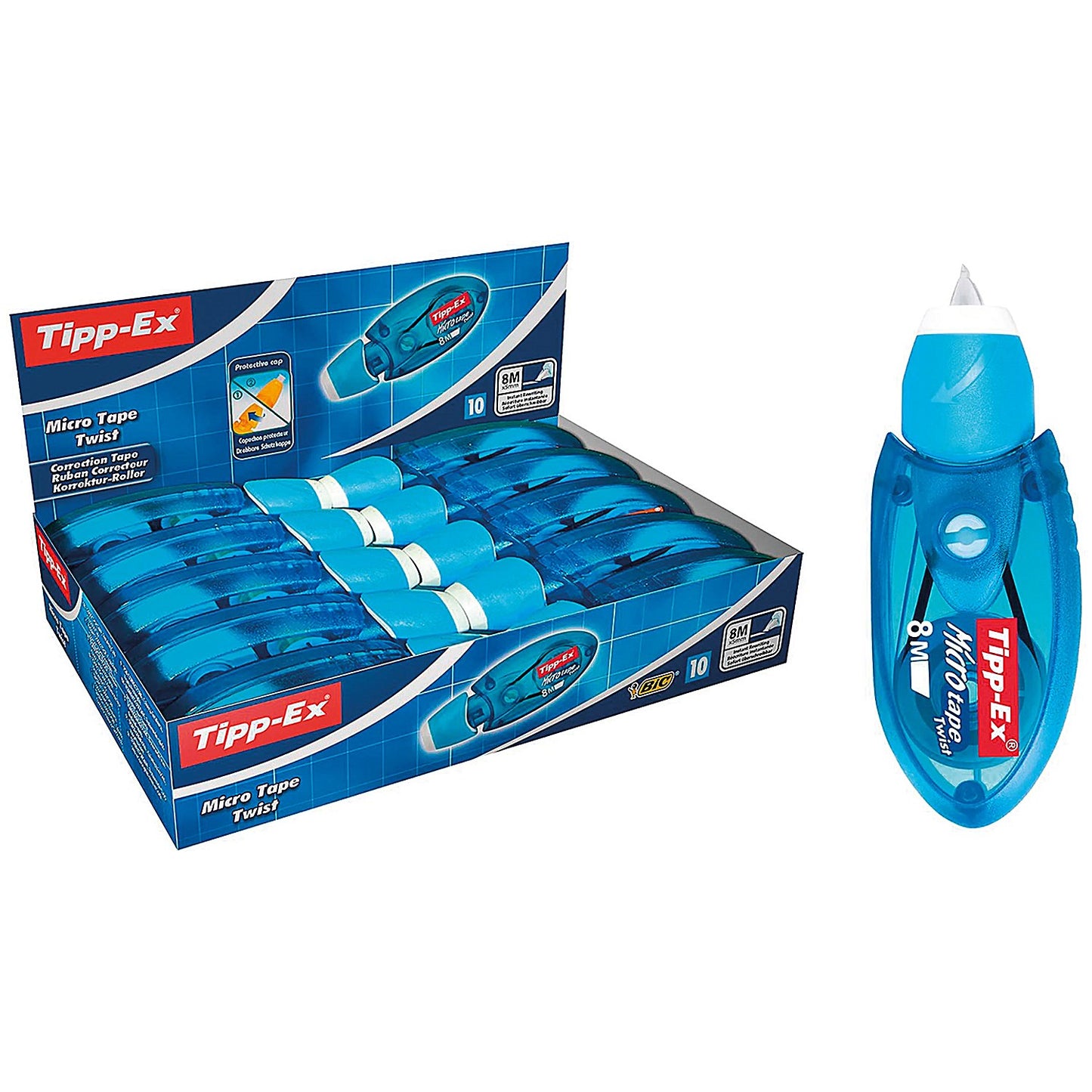 Tipp-Ex Micro Tape Twist Correction Roller with Rotating Cap, 5mmx8m, Pack of 10
