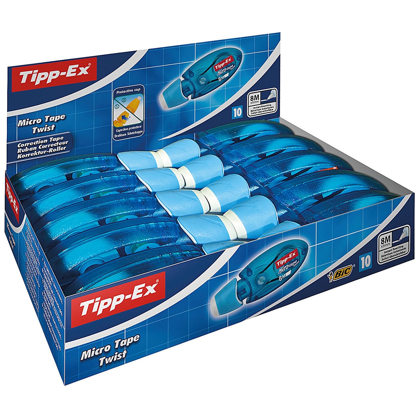 Tipp-Ex Micro Tape Twist Correction Roller with Rotating Cap, 5mmx8m, Pack of 10