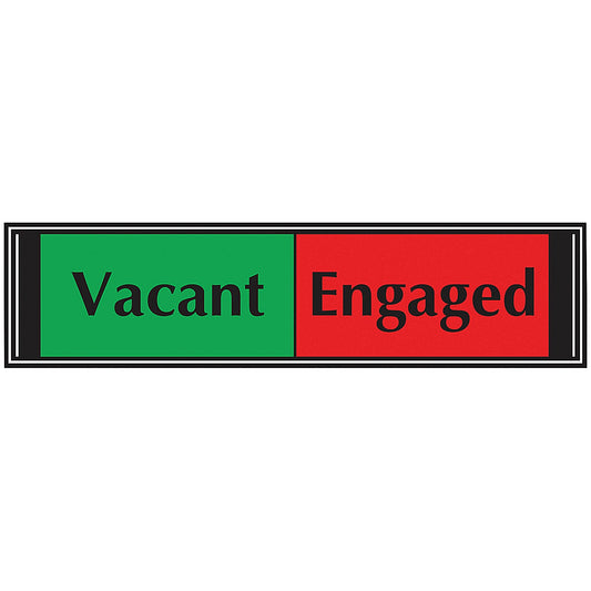 Vacant/Engaged Self Adhesive Sliding Sign, 225x52mm, Black on Red and Green