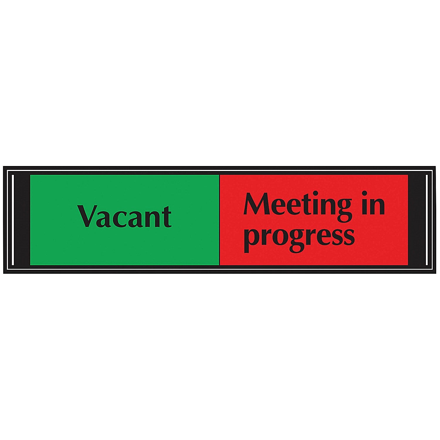 Vacant/Meeting In Progress Self Adhesive Sliding Sign, 225x52mm, Black on Red and Green