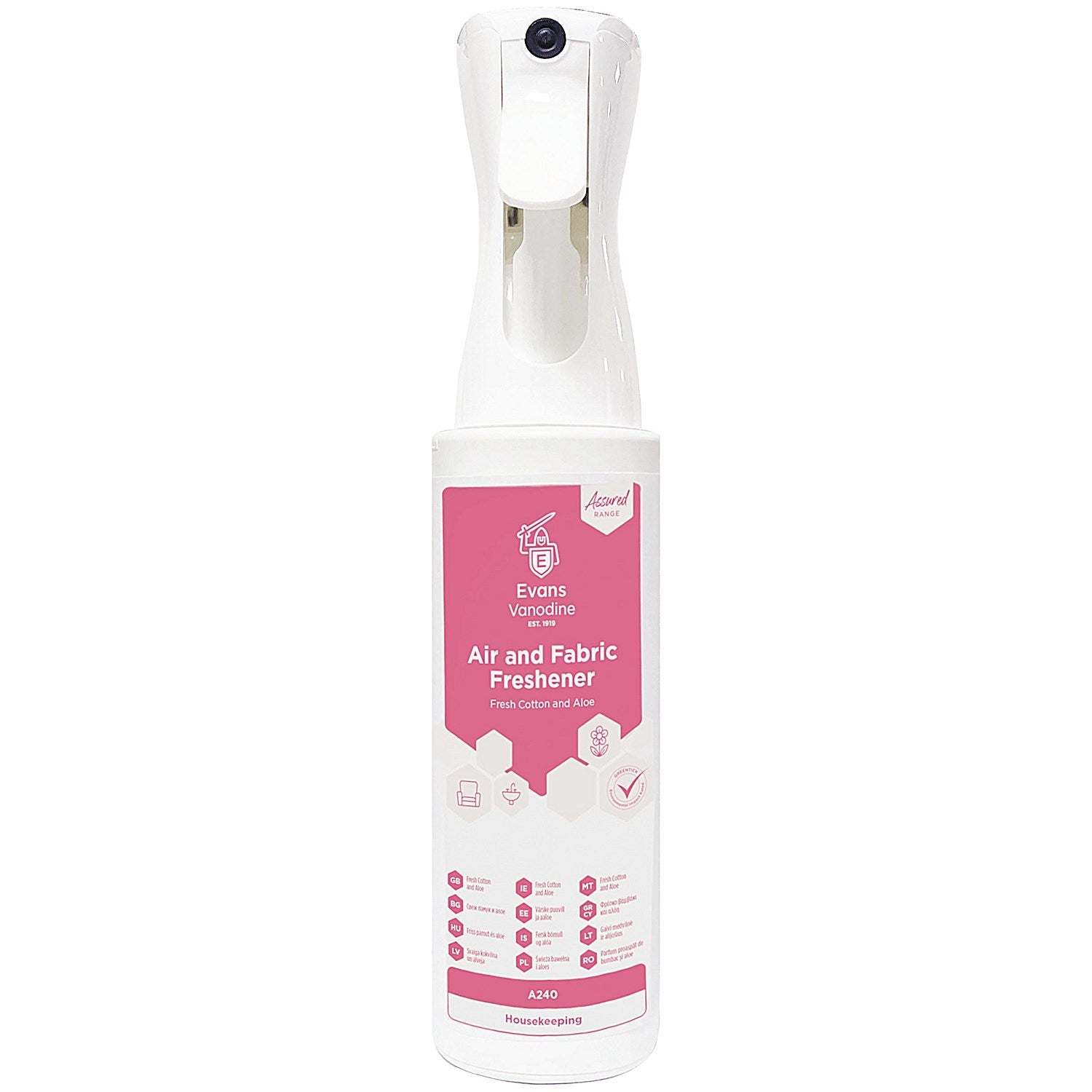 Evans Air and Fabric Freshener, Fresh Cotton and Aloe, 500ml, Pack of 8 Easy2Order : VA01131