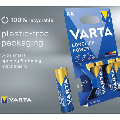 Varta Longlife Power AA 1.5V Alkaline Batteries, Pack of 12