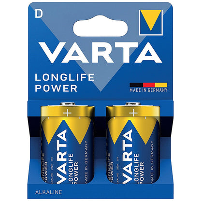Varta Longlife Power D 1.5V Alkaline Batteries, Pack of 2