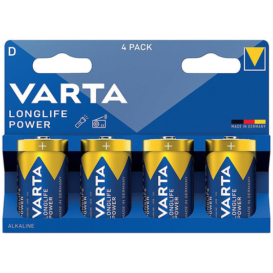 Varta Longlife Power D 1.5V Alkaline Batteries, Pack of 4