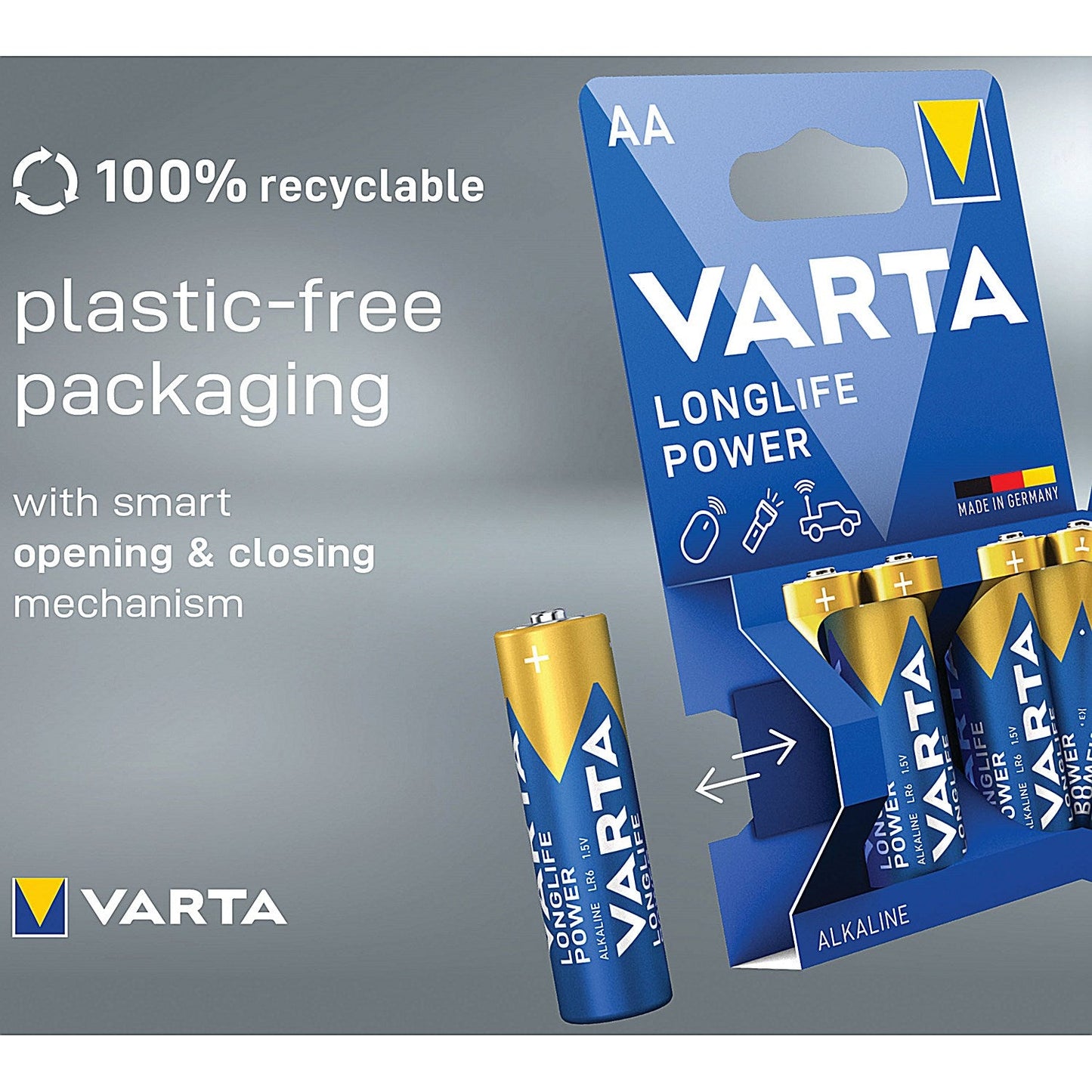 Varta Longlife Power AA 1.5V Alkaline Batteries, Pack of 24