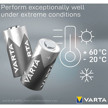 Varta Lithium Batteries CR123A/CR17345 3V Cylindrical, Pack of 10