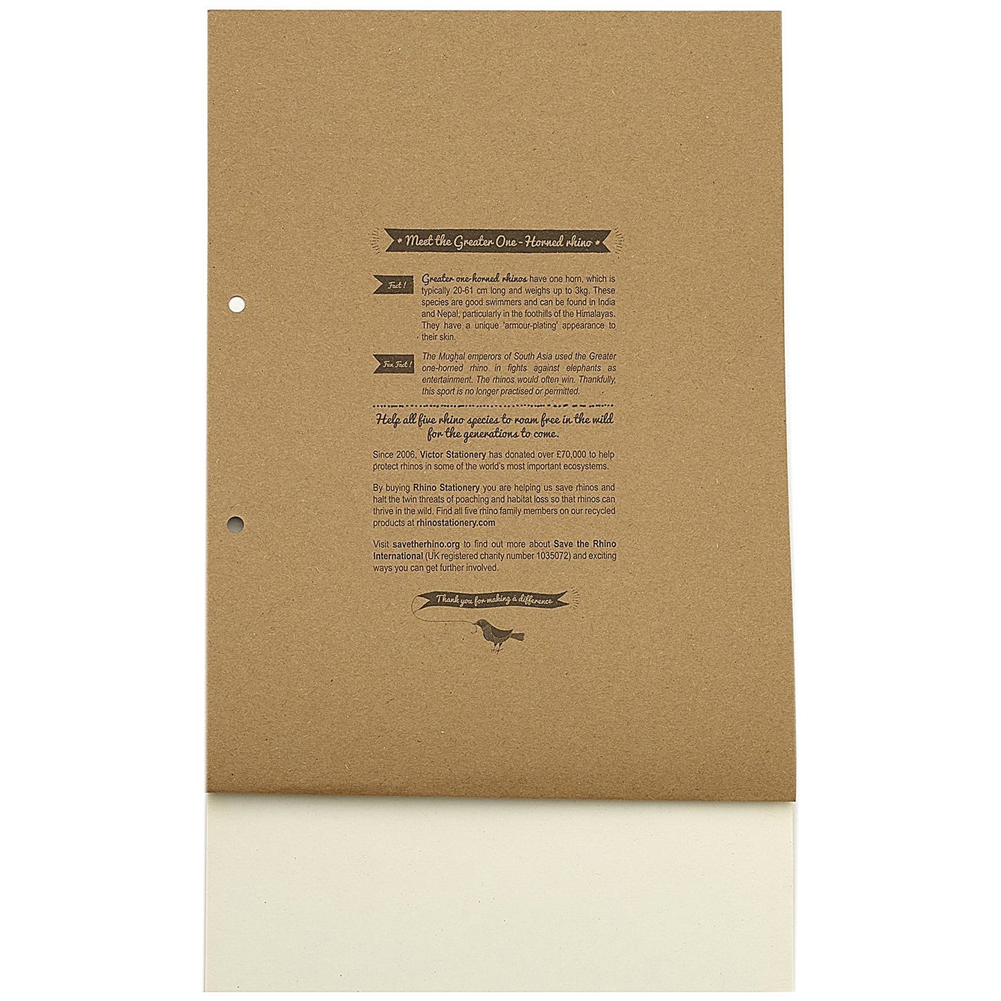 Rhino Recycled Refill Pad, A4, Ruled with Margin, 160 Pages, Kraft, Pack of 5