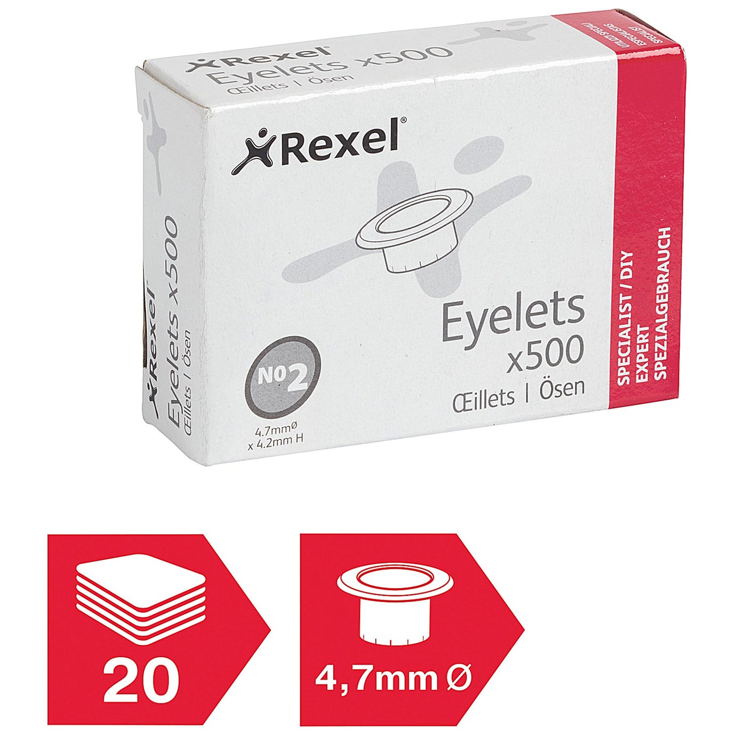 Rexel Eyelets 4.7mm x 4.2mm (Pack of 500)