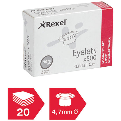 Rexel Eyelets 4.7mm x 4.2mm (Pack of 500)