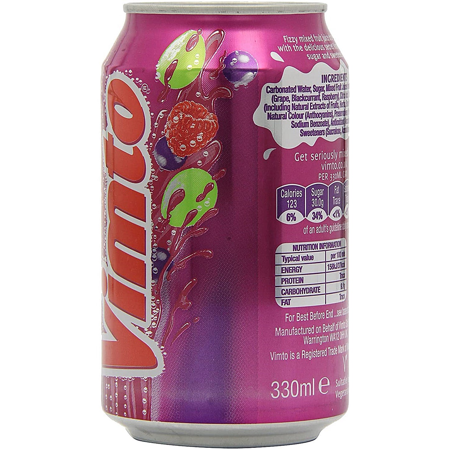 Vimto Fizzy Fruit Juice, 24x330ml Cans