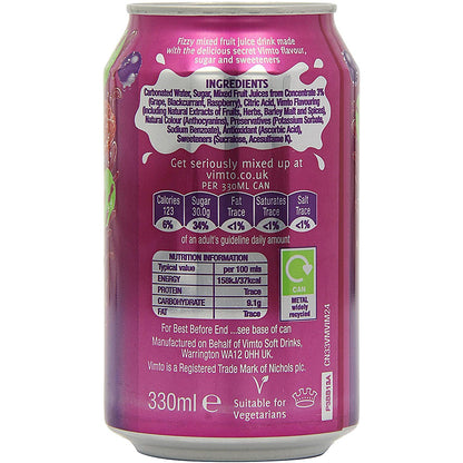 Vimto Fizzy Fruit Juice, 24x330ml Cans