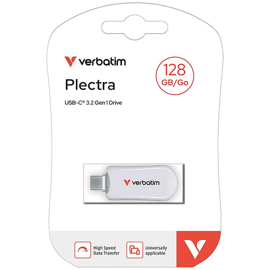 Verbatim Plectra USB-C Flash Drive, 128GB, White