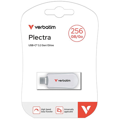 Verbatim Plectra USB-C Flash Drive, 256GB, White