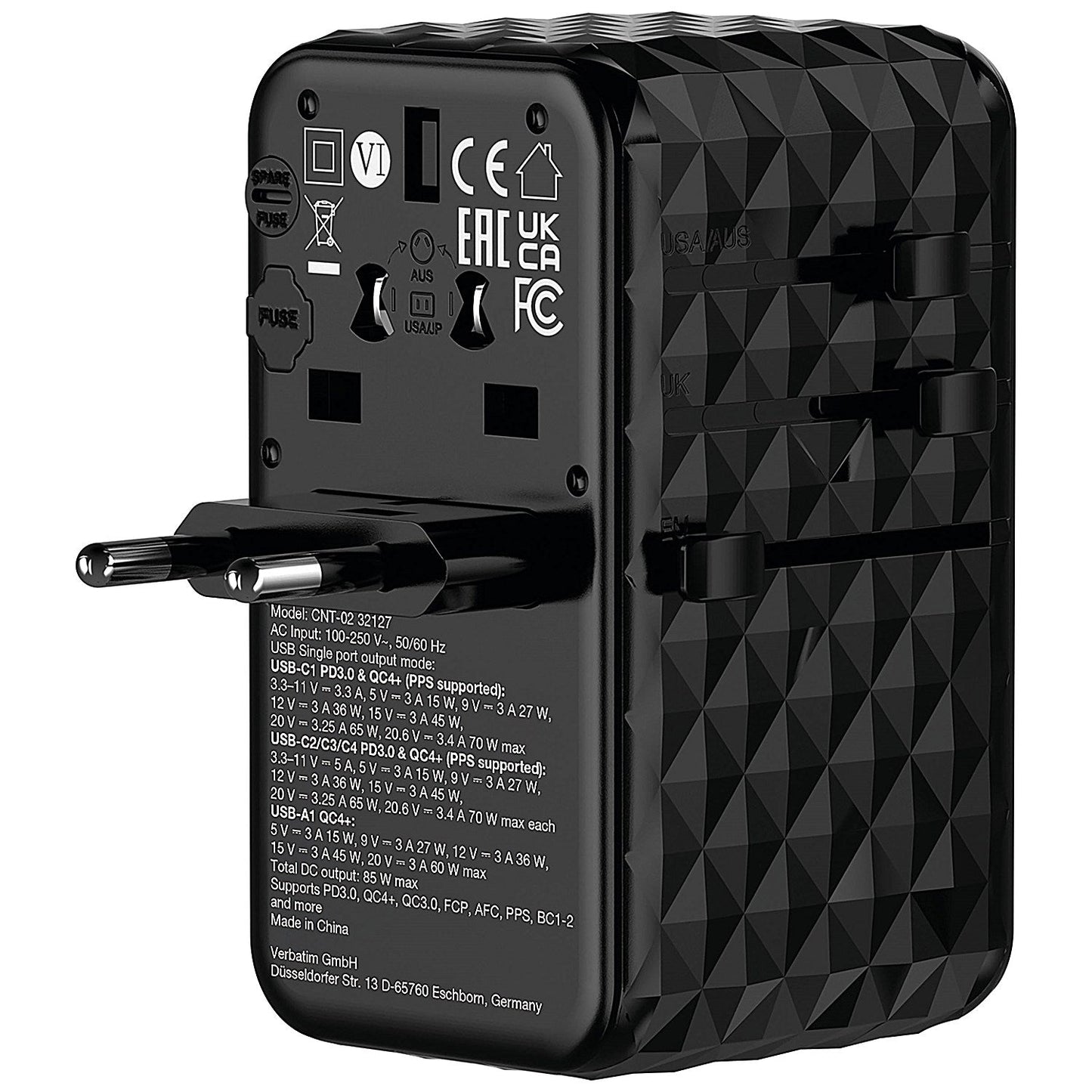 Verbatim Charge n Travel GaN III Universal 85W Travel Adapter