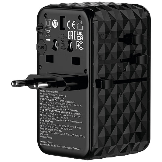 Verbatim Charge n Travel GaN III Universal 85W Travel Adapter