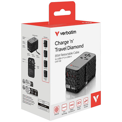 Verbatim Charge n Travel GaN III Universal 85W Travel Adapter