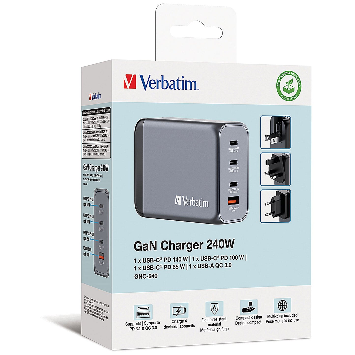 Verbatim GNC-240 GaN 240W 4 Port Charger