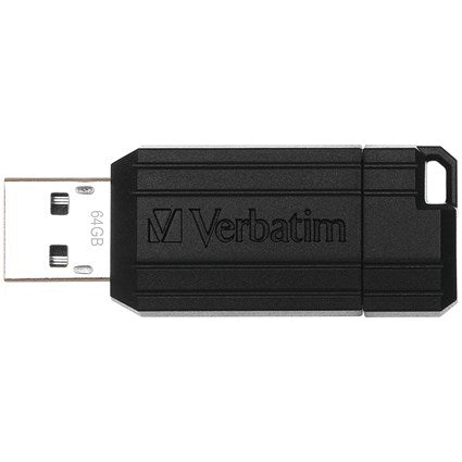 Verbatim Pinstripe USB 2.0 Flash Drive, 64GB