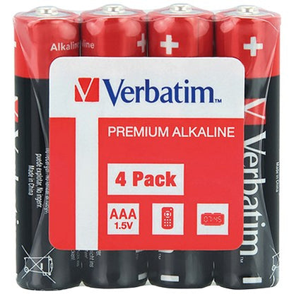Verbatim AAA Alkaline Batteries, Pack of 4
