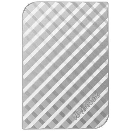 Verbatim Store 'n' Go USB 3.0 Portable Hard Drive, 1TB, Silver Chequers