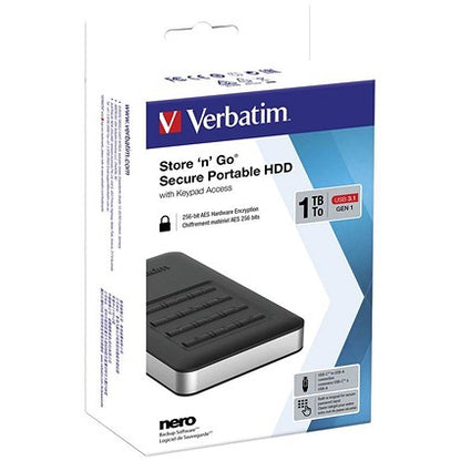 Verbatim Store 'n' Go Encrypted USB 3.0 Portable Hard Drive, 1TB