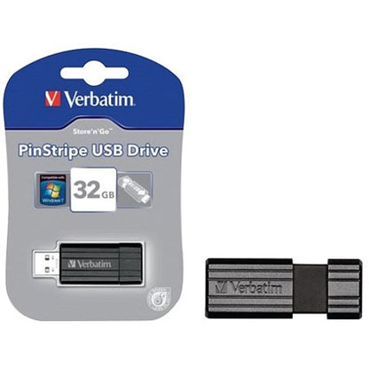 Verbatim Pinstripe USB 2.0 Flash Drive, 32GB