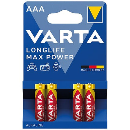 Varta Longlife Max Power AAA Alkaline Batteries, Pack of 4
