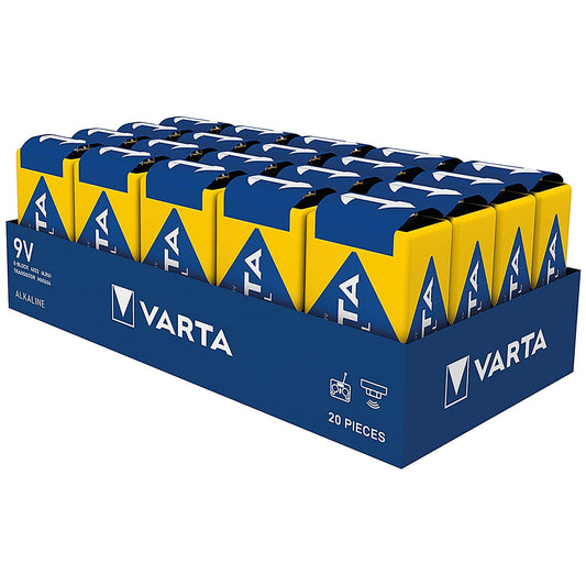 Varta Industrial Pro 9V Alkaline Batteries, Pack of 20