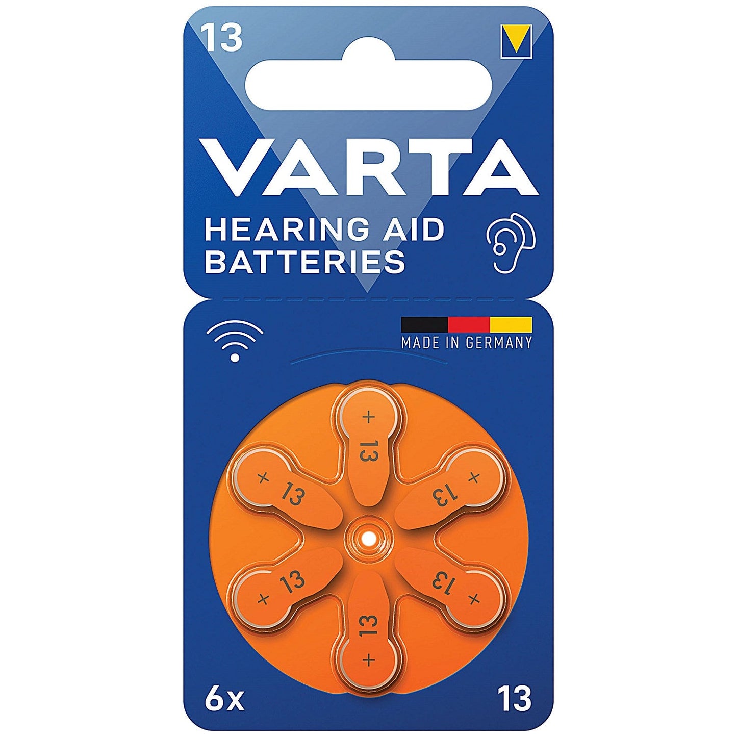 Varta Size 13 Hearing Aid Batteries, Pack of 6